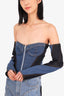Mugler Blue/Black Corset Denim Bodysuit Size 40