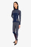 Fendi Navy FF Zucca Pattern  Tech Fabric High Neck Top with Legging Set Size S/M