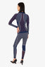 Fendi Navy FF Zucca Pattern  Tech Fabric High Neck Top with Legging Set Size S/M