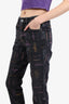 Pre-Loved Chanel™ 2022 Black/Multicolour Denim 'Chanel Boutique' Printed Jeans Size 36 with Tag
