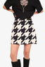 Gucci Black/White Silk/Wool Houndstooth Printed Mini Skirt Size 40