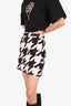Gucci Black/White Silk/Wool Houndstooth Printed Mini Skirt Size 40