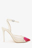 Sophia Webster White Leather/Mesh Crystal Heart Pointed Heels Size 38