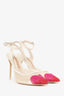 Sophia Webster White Leather/Mesh Crystal Heart Pointed Heels Size 38