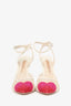Sophia Webster White Leather/Mesh Crystal Heart Pointed Heels Size 38