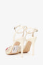 Sophia Webster White Leather/Mesh Crystal Heart Pointed Heels Size 38