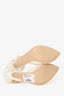 Sophia Webster White Leather/Mesh Crystal Heart Pointed Heels Size 38