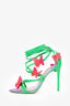 Sophia Webster Green/Orange Leather Butterfly Wrap Heels Size 38