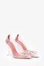 Amina Muaddi Silver/PVC Bow Crystal Heels Size 38