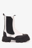 Ganni White/Black Leather Chunky Chelsea Boots Size 38
