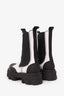 Ganni White/Black Leather Chunky Chelsea Boots Size 38