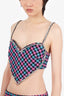 AREA Black/Pink Crystal Embellished Check Heart Shaped Crop Top Size 8