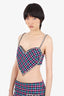 AREA Black/Pink Crystal Embellished Check Heart Shaped Crop Top Size 8