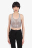 Cult Naked Silver Embellished Mesh Crop Top Size Medium