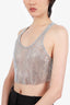 Cult Naked Silver Embellished Mesh Crop Top Size Medium
