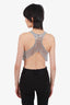Cult Naked Silver Embellished Mesh Crop Top Size Medium