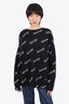 Balenciaga Black/White Wool Logo Sweater (As Is) Size Medium
