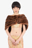 Vintage Dark Brown Muskrat Fur Stole Wrap Shawl