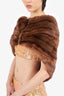 Vintage Dark Brown Muskrat Fur Stole Wrap Shawl
