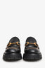 Gucci Black Brushed Leather Horsebit Lug Sole Loafers Size 38