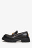 Gucci Black Brushed Leather Horsebit Lug Sole Loafers Size 38