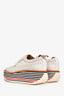 Thom Browne White Leather Wing Tip Platform Brougues Lace Up Size 39