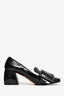 Miu Miu Patent Leather Buckle Detail Loafer Heels Size 38