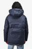Fendi Navy/Brown FF Monogram Reversible Hooded Zip Up Down Jacket Size 40