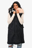 Mr & Mrs Italy Black Denim Patch Detailed Fur Hooded Vest Coat Size L