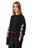Off-White Black Floral Embroidered Crewneck Sweater Size L