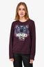 Kenzo Plum Tiger Embroidered Crewneck Sweater Size XL
