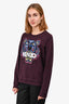 Kenzo Plum Tiger Embroidered Crewneck Sweater Size XL