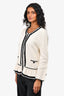 Red Valentino White/Black trim Zip Up Cardigan Size XL