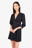Sandro Black Gold Button Button Puff Sleeve Mini Dress Size 34