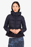 Moncler Navy Blue Peplum Hem Hooded Size 00