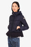 Moncler Navy Blue Peplum Hem Hooded Size 00