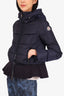 Moncler Navy Blue Peplum Hem Hooded Size 00
