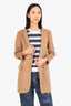 Pink Tartan Wool/Alpaca Camel Single Breasted Coat Size XS