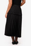 Noir Kei Ninomiya Black Satin Pleated Midi Skirt Size L