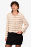 Celine White/Black Striped Wool/Silk Gold Buttoned Jacket Size 36