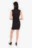 Helmut Lang Black Wrap Angle Zipper Moto Stretch Sheath Dress Size S