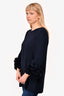 Catherine Regehr Navy Floral Sleeve Detailed Top Size M