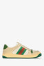 Gucci White/Green Leather/Suede Web Sneaker Size 35