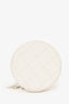 Pre-Loved Chanel™ 2021 White Quilted Round Vanity Case with Chain