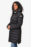 Moncler Black Quilted Mid Length 'Flammette' Down Jacket Size 2
