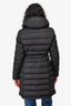 Moncler Black Quilted Mid Length 'Flammette' Down Jacket Size 2