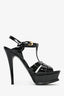 Saint Laurent Black Patent Leather Tribute Platform Sandals Size 37.5