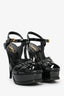 Saint Laurent Black Patent Leather Tribute Platform Sandals Size 37.5