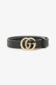 Gucci Black Leather Pearl GG Marmont Belt Size 80/32