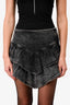 Mother Black Washed Denim Tiered Mini Skirt Size 25